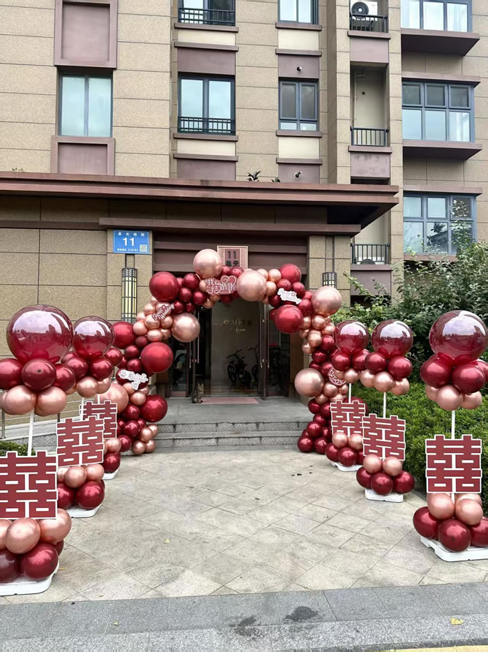 “喜临门”气球拱门立柱套装 | 婚礼新房门口喜庆迎亲氛围装饰-图五